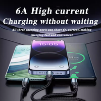 Câble de charge super rapide 3-en-1 100W 120W avec affichage numérique pour iPhone 17 Huawei Android USB Type-C, câble en nylon