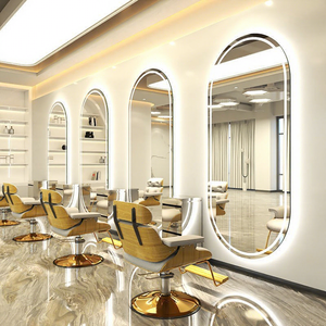 <span class=keywords><strong>Miroir</strong></span> de coiffure professionnel <span class=keywords><strong>grand</strong></span> et moderne à LED dimmable - Unilatéral pour salon de coiffure et barbier - Product Image 3