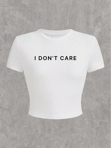 Sexy Y2K "I Don't Care" Camiseta corta con estampado de letras estilo callejero para mujer - Product Image 3