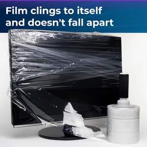 Stretch <b>Wrap</b> Plastic Handle Extra Sticky <b>Clear</b> Reinforced Grade High Gloss Plastic <b>Wrap</b> Film Great Moving Office Needs - Product Image 4