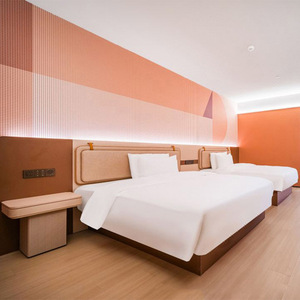 Factory Direct Wholesale <b>Cheap</b> Price Custom king Queen Size <b>Cheap</b> <b>Wood</b> <b>Bed</b> <b>Frame</b> with Nightstands for 3 Star Hotel Bedroom Sets - Product Image 1