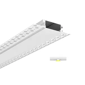 最大37mm幅のLEDストリップ用のALP081-R石膏イントリムレス埋め込み式乾式壁フラットアルミニウムLEDプロファイル