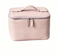 Grande trousse de toilette en cuir PU imperméable à motif lézard, grande capacité, avec poignée, sac de maquillage, pochette de voyage, organiseur