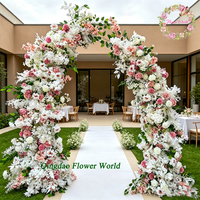 Arche de mariage en forme de corne, fleurs artificielles en soie blanches, décoration de toile de fond pour les mariages