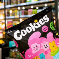 Emballage individuel imprimé sur mesure pour biscuits, gâteaux secs, en-cas, sac plat, résistant à l'humidité, en plastique, fermeture à 3 côtés, sac en Mylar