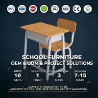 Ensemble bureau et chaise d'écolier robuste en grain de bois, vente en gros directe usine OEM, solutions de mobilier pour salles de classe