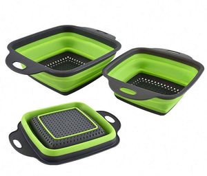 Meilleures ventes : Passoire pliable en plastique pour fruits et légumes, panier de drainage carré en silicone pour cuisine, matériau PP - Product Image 2