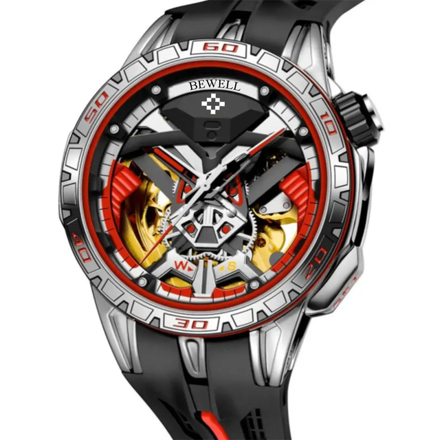 New Silicone Strap Alloy Case Skeleton Wrist Mechanical Automatic Watches for Men