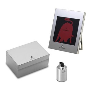 Juego de escritorio Tumi Lux Fire de 3 piezas con marco plateado y caja - Product Image 1