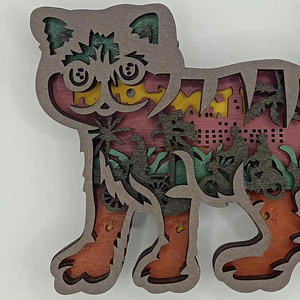 Ornement en bois multicouche de la série Forêt <span class=keywords><strong>3D</strong></span>, version éclairée et non éclairée sur le thème de <span class=keywords><strong>Garfield</strong></span> - Product Image 5