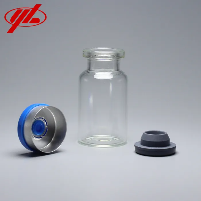 Flacon en verre tubulaire supérieur à sertir pharmaceutique neutre de type I transparent de 10ml personnalisé avec bouchons