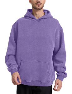 Sudadera con Capucha Extra Grande para Hombre, Color Gris Jaspeado, con Estampado 3D en Relieve, Costuras Abstractas, Algodón Grueso, Estilo Urbano, Logotipo Personalizado - Product Image 4