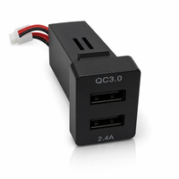 Chargeur de voiture double USB QC3.0 12V 24V 2.4A à montage sur panneau avec câblage arrière pour voiture, camion, fourgonnette