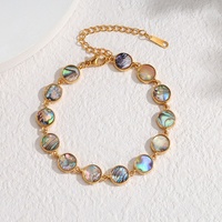Bracelet en acier inoxydable plaqué or 18 carats PVD, motif écaille de tortue, cœur en nacre et coquille d'ormeau naturelle, pour femmes et hommes
