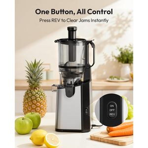 Extractor de Jugos en Frío Euhome, Boca Ancha de 5.7 Pulgadas, 400w, Masticación Lenta para Frutas y Verduras Enteras, Motor de Acero Inoxidable, Eléctrico - Product Image 5