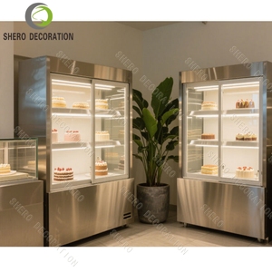 Productos de Tendencia: Vitrina Exhibidora de Pasteles de Acero Inoxidable y Vidrio, Fácil de Limpiar, Vitrina Personalizada para Pan con Luz, Mobiliario para Panadería - Product Image 1