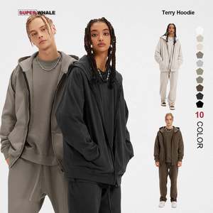 Venta al por mayor 450 gramos de algodón con cremallera sudaderas con capucha de alta calidad ropa de calle personalizada de gran tamaño gota hombro cremallera Sudadera con capucha - Product Image 1