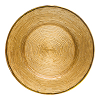 Assiette de présentation en verre décorative de luxe pour mariage, vente en gros, 13 pouces, dorée avec bordure dorée, assiettes rondes créatives pour événements, hôtels