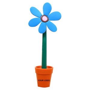 Stylo bille en plastique motif tournesol 1,0 mm, stylo publicitaire créatif et mignon en forme de pot de fleurs - Product Image 1
