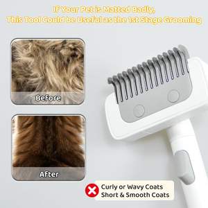 Peine de anudado para mascotas de piel mate, cepillo de botón de liberación con un clic - Product Image 3