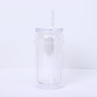 Gobelet Mason à double paroi en Tritan sans BPA de 16 oz avec couvercle et paille, compatible lave-vaisselle, portable, coffret cadeau pour le camping et les voyages en extérieur
