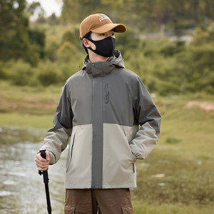 Chaqueta Cortavientos para Hombre con Forro Polar, Color Sólido en Contraste, Ropa de Trabajo de Invierno para Uso en Exteriores - Product Image 3