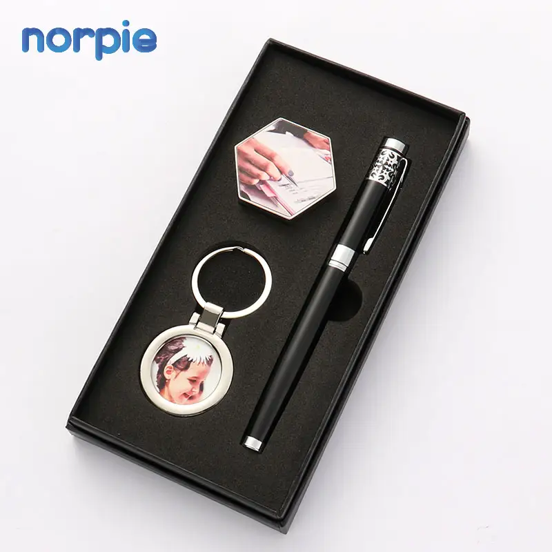 Fashion Luxury Sublimation Blanks Key Chain Pen Holder Pen Father Day Gift Set