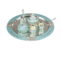 Assiette de présentation de fruits secs et de noix en métal argenté à motif animalier écologique avec services de vaisselle émaillée, style américain, pour fêtes