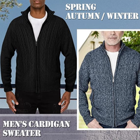 Nouvelle veste slim pour homme automne-hiver, style luxe léger, col uni, cardigan en tricot avec fermeture éclair