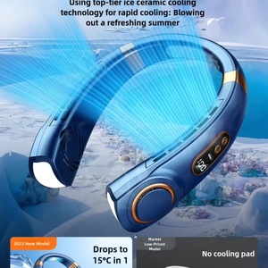 Ventilador de Cuello Portátil Recargable por USB, Cinco Velocidades, Enfriamiento Rápido con Hielo, Dispositivo de Enfriamiento de Aire Portátil para Coche y Exteriores - Product Image 4