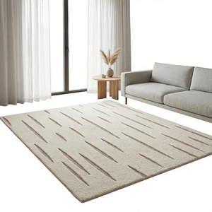 Tapis en laine contemporain abstrait à motifs en relief, fait main, à boucles coupées haute et basse, tufté, sur mesure, vente en gros directe usine - Product Image 1