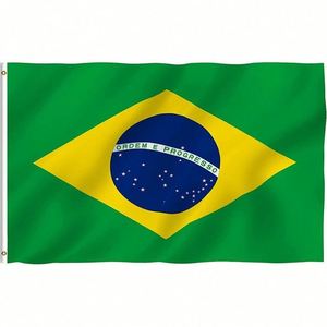 Drapeau national brésilien en polyester 3x5 pieds, résistant à la décoloration, avec œillets en laiton, vente en gros - Product Image 1