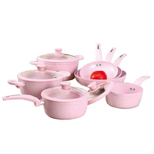 Camry camry metal aluminium alloy pink ceramic coating cookware aluminum pink ceramic coating royalty line cookware eco friendly