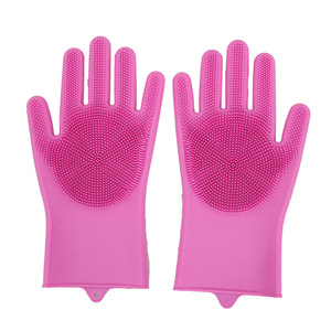 Silicone Bath Gloves Pink For Dog Cat Hair Removal Massage <b>Pet</b> Cleaning Gadget - Product Image 1
