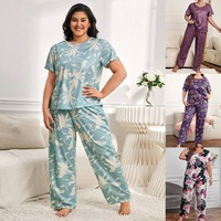 Vêtements décontractés pour femmes, vêtements de maison transfrontaliers, taille plus, pull à manches courtes, pantalon avec taille élastique, style simple d'automne