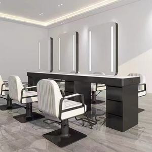 High <b>End</b> Salon Furniture Set Single Double Sided <b>Table</b> with Cabinet for Hairdressing Manicure and Makeup - Product Image 1