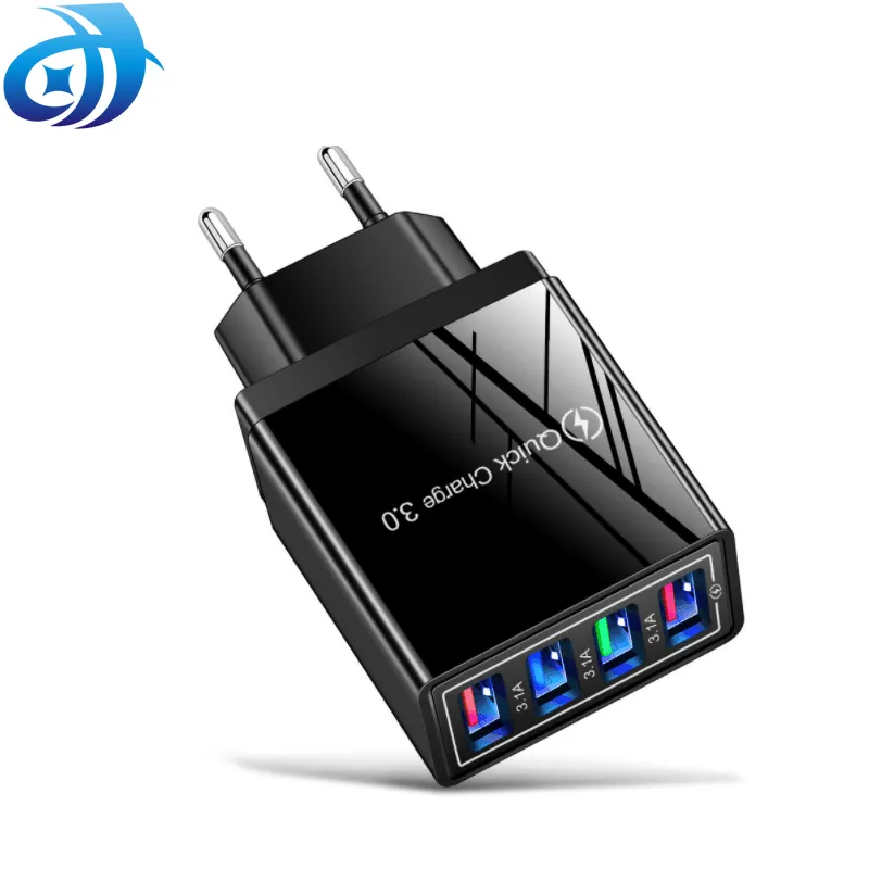18w Fast Charger 4 Usb Phone Charge 3A Wall Charger Universal Travel Adapter Us/uk/eu Charger For Mobile Phone