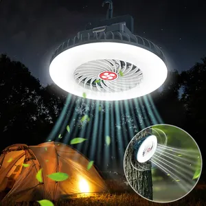 LED Portátil Multifunções Ventilador Camping Luz Outdoor Pendurado Tent Lâmpada Lanterna Impermeável Recarregável Emergência Night Lights