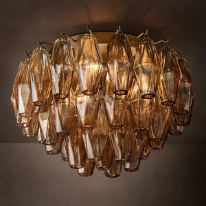 Retro American Smoke Glass Flush Mount Chandelier For Villa Hotel Bedroom Italian Designer Murano Smoke Glass Ceiling Lamp - Product Image 2