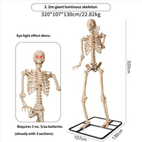 Décoration d'horreur en plastique pour Halloween, crâne et squelette extra-larges de 3,2 m pour une utilisation en intérieur/extérieur