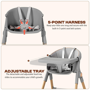 Chaise haute portable pour bébé avec plateau amovible et structure anti-basculement pour l'alimentation et l'allaitement du bébé - Product Image 4