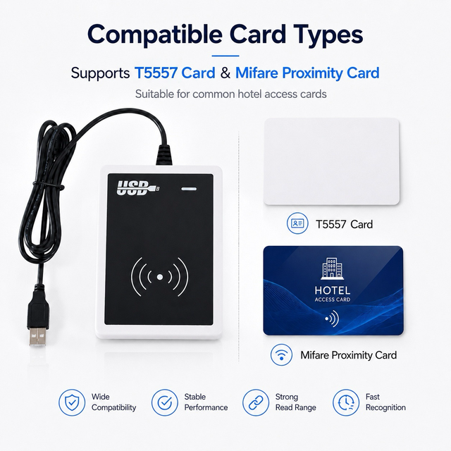 Professional Hotel Lock Card Encoder Portable USB Smart Card Reader for Guesthouse Hotel Hospitality Access Control Work