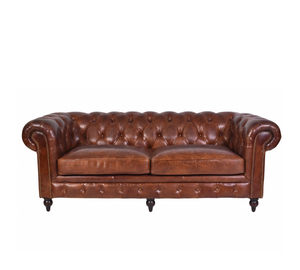 โซฟาเชสเตอร์ฟิลด์หนังแท้คุณภาพสูง โซฟาห้องนั่งเล่นสุดหรู แบบเดี่ยว แบบคู่ แบบสามที่นั่ง โซฟาพรีเมียมแบบติดกระดุม ขายส่ง - Product Image 1