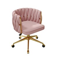 Silla Moderna de Lujo con Ruedas y Marco Metálico Giratorio Ajustable - Silla para Computadora, Dormitorio, Estudio, Maquillaje, para Dormitorio Universitario