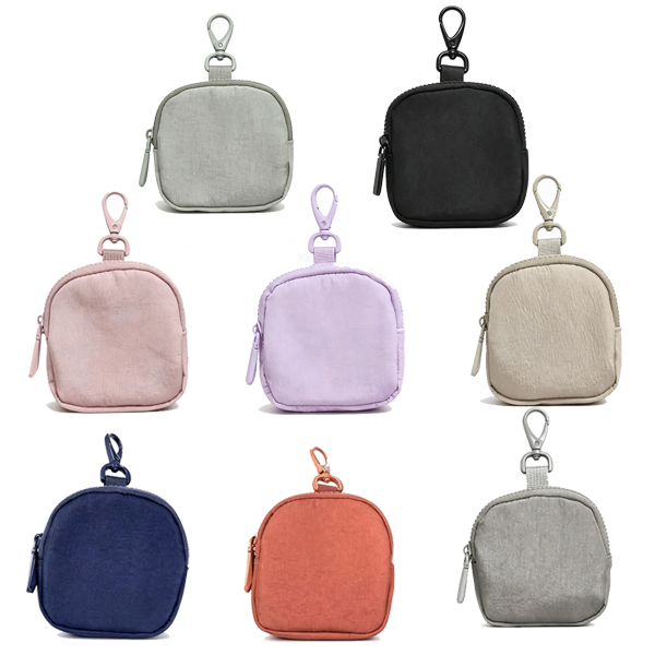 Portable Mini Zipper Coin Purse with Hook Key Wallet Small
