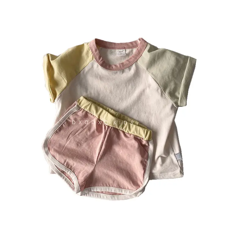 Newborn baby clothes baby boy clothing sets girl clothes solid patchwork kids cotton boutique baby clothing sets