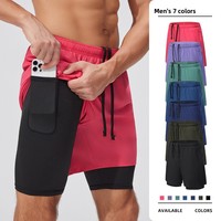 Shorts de sport respirants pour hommes, pour la course en extérieur et l'entraînement, avec doublure élastique anti-transparence et design faux deux pièces