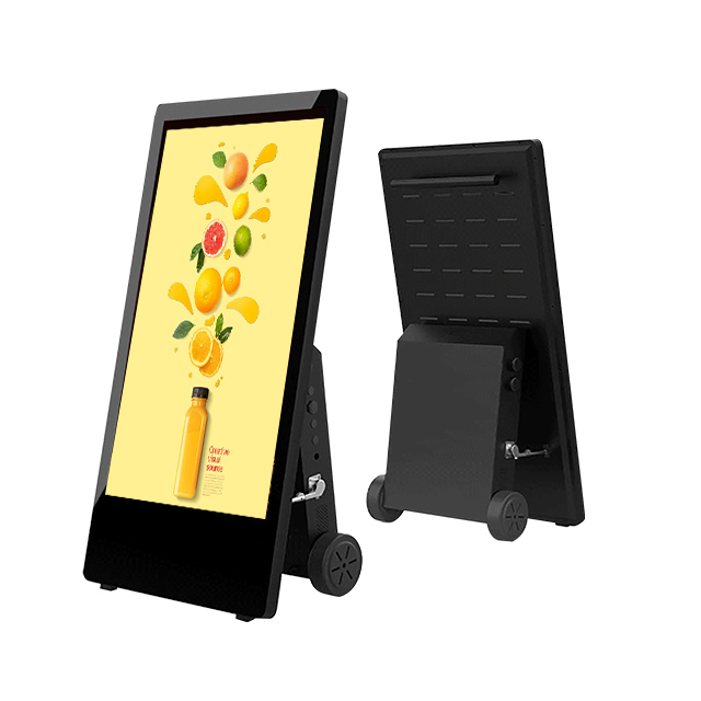 Mobile LCD Advertising Machine on Wheels for Elevator Use Shopping Malls Supermarkets Attracts Customers Playable Advertisements