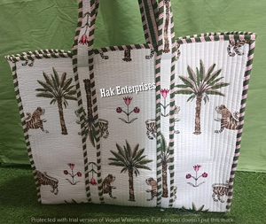 Cotton Tote Bags Print Quilted Fabric Tote Bag Fashionable Simple Leopard Print Pattern Tote Bag Canvas <b>Handbag</b> - Product Image 2