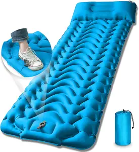 Amping ngủ Pad, siêu nhẹ cắm trại mat với gối được xây dựng trong Bơm chân Inflatable miếng đệm ngủ nhỏ gọn
